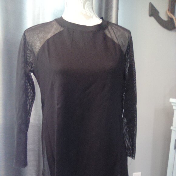 Black Net Sleeve Top - Picture 1 of 6